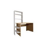 Mesa de Estudio-Librería en Melamina Roble- Blanco