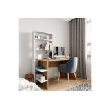 Mesa de Estudio-Librería en Melamina Roble- Blanco