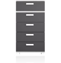 Sinfonier 5 Cajones, Cómoda, Color Blanco y Grafito, Medidas: 60 cm (Largo) x 109,4 cm (Alto) x 39,6 cm de (Fondo) – Meyvaser