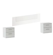 Cabecero y 2 mesitas Color Blanco Estilo Nórdico - Cabecero Camas 150 Cabecero y 2 mesitas Color Blanco Estilo Nórdico - Cabecero Camas 150