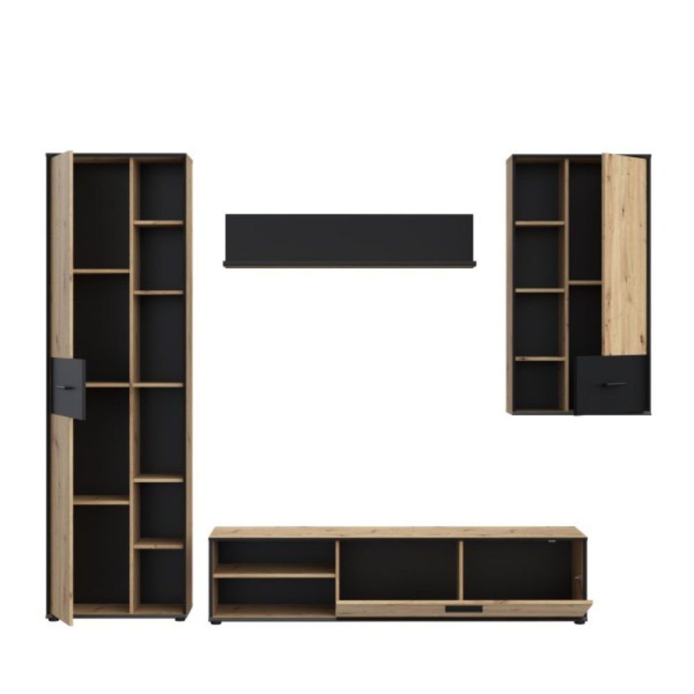 Mueble de Salón Completo, Mueble de TV, Estante, Vitrina