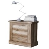 Mesita de Noche 3 Cajones, Mesilla de Dormitorio, Color Cañón , Medidas: 66 cm (anc) x 39,6 cm (Fo) x 63,8 cm (Al)